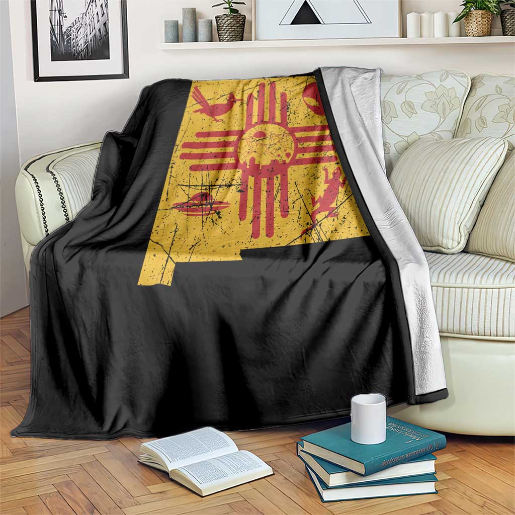 New Mexico State Map Zia Symbol Famous Icons Throw Blanket