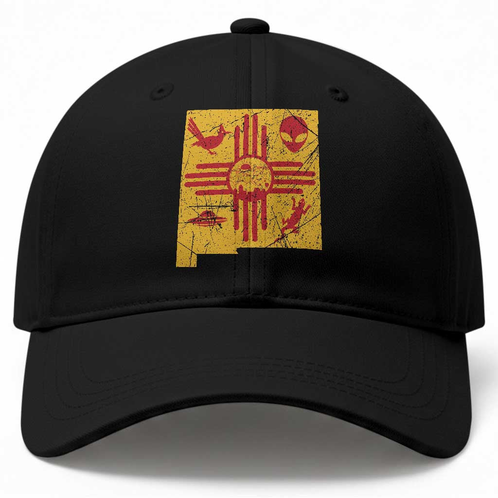 New Mexico State Map Zia Symbol Famous Icons Baseball Cap