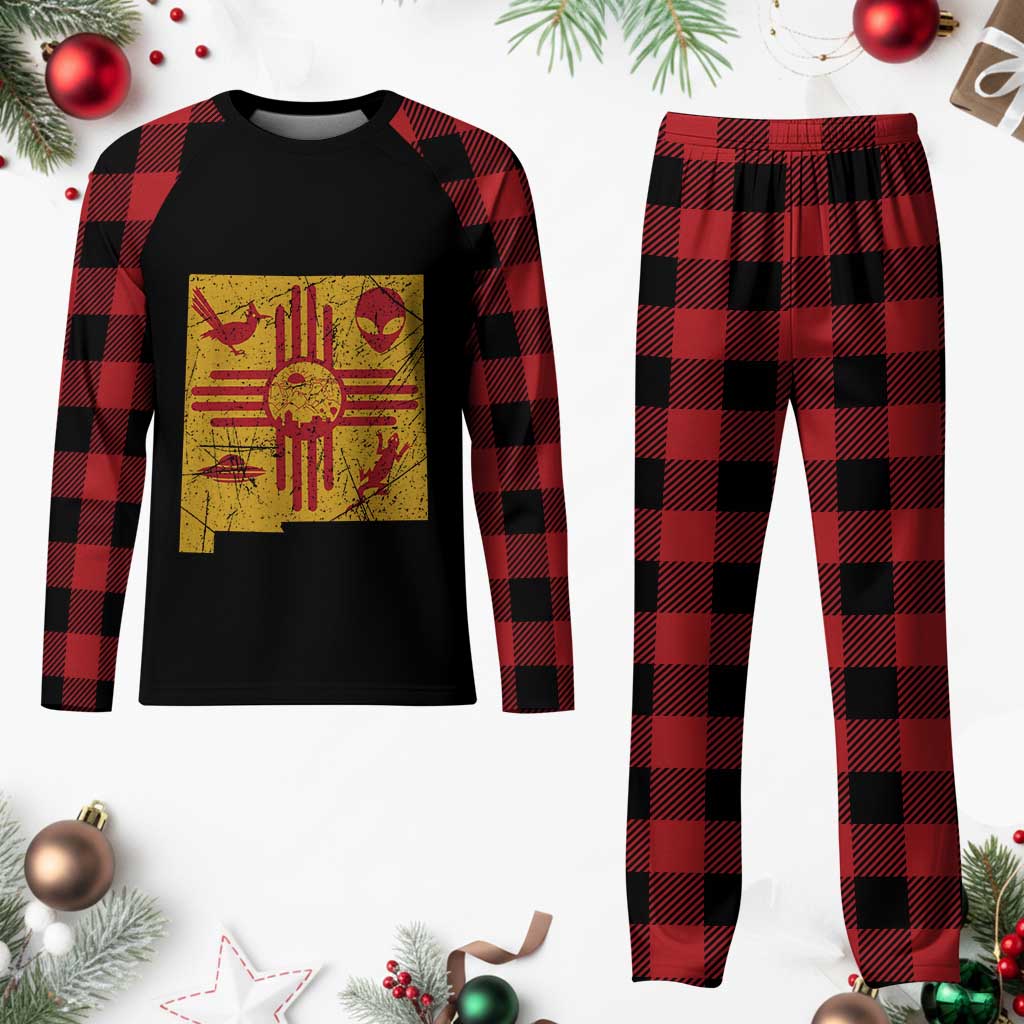 New Mexico State Map Zia Symbol Famous Icons Plaid Pajama Set