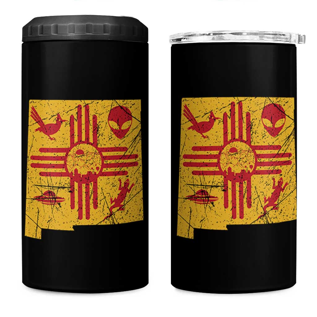 New Mexico State Map Zia Symbol Famous Icons 4 in 1 Can Cooler Tumbler
