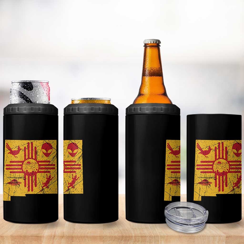 New Mexico State Map Zia Symbol Famous Icons 4 in 1 Can Cooler Tumbler