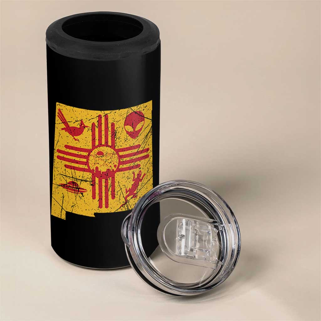 New Mexico State Map Zia Symbol Famous Icons 4 in 1 Can Cooler Tumbler