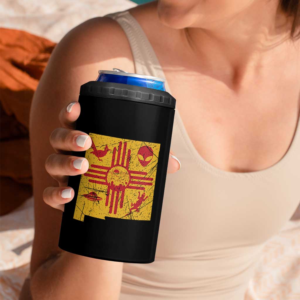 New Mexico State Map Zia Symbol Famous Icons 4 in 1 Can Cooler Tumbler
