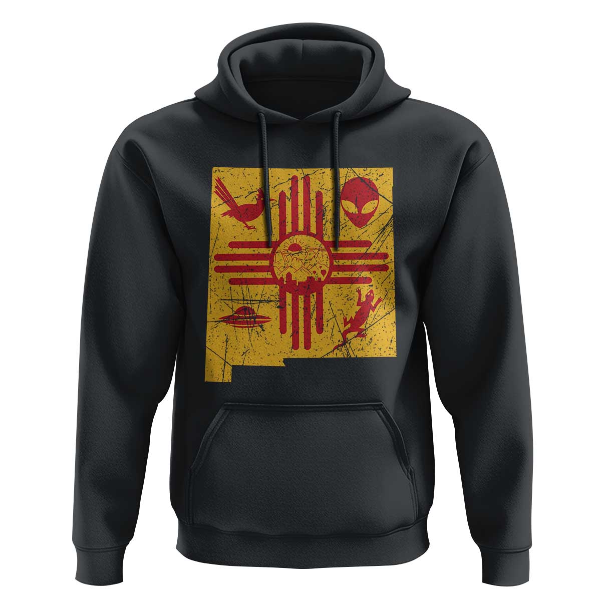 New Mexico State Map Zia Symbol Famous Icons Hoodie