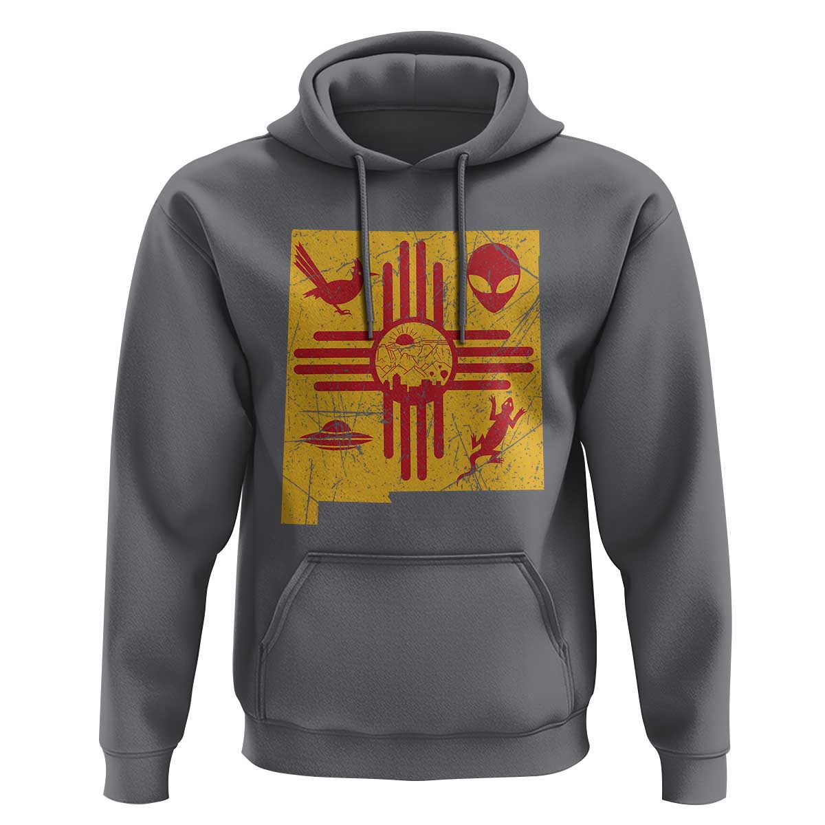 New Mexico State Map Zia Symbol Famous Icons Hoodie