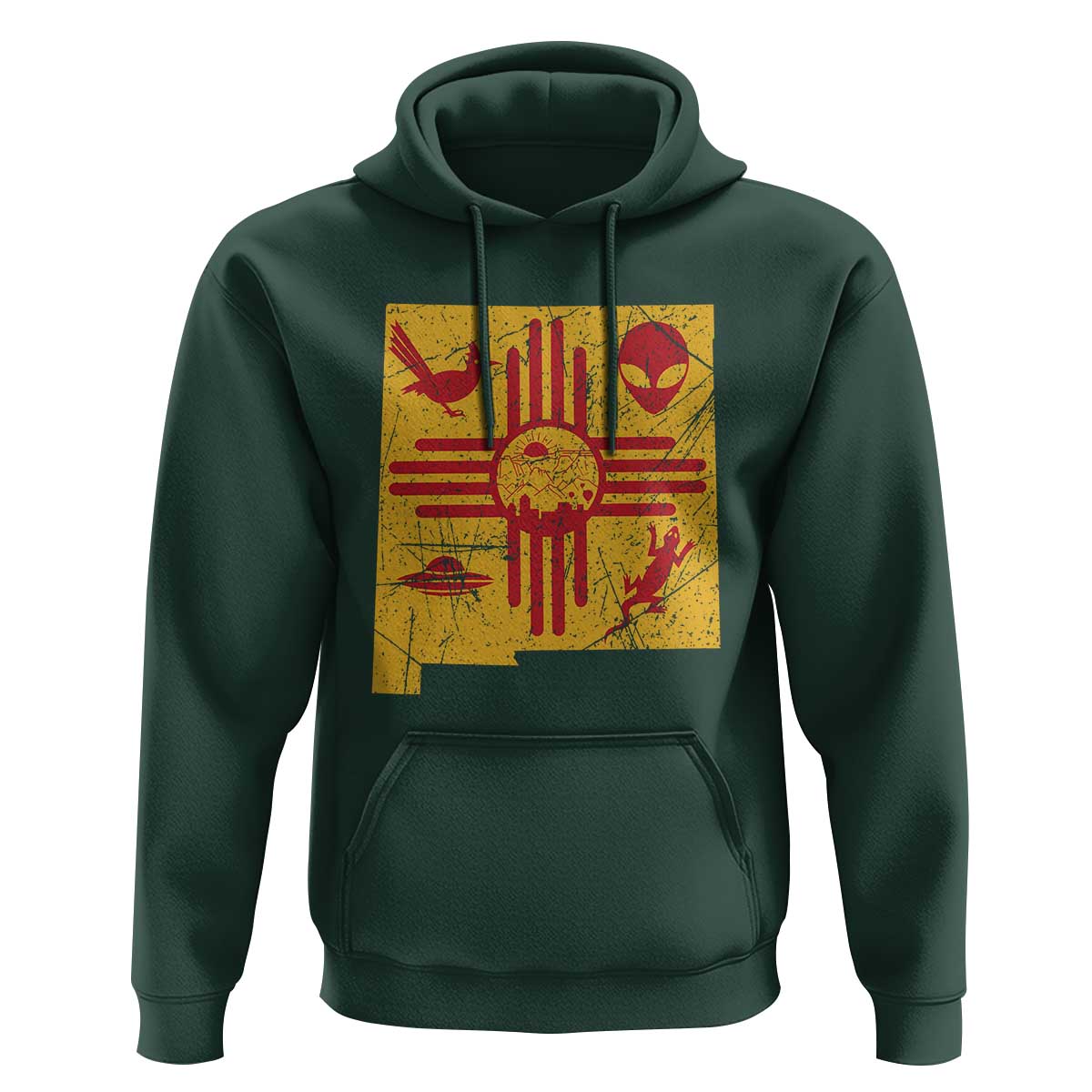 New Mexico State Map Zia Symbol Famous Icons Hoodie