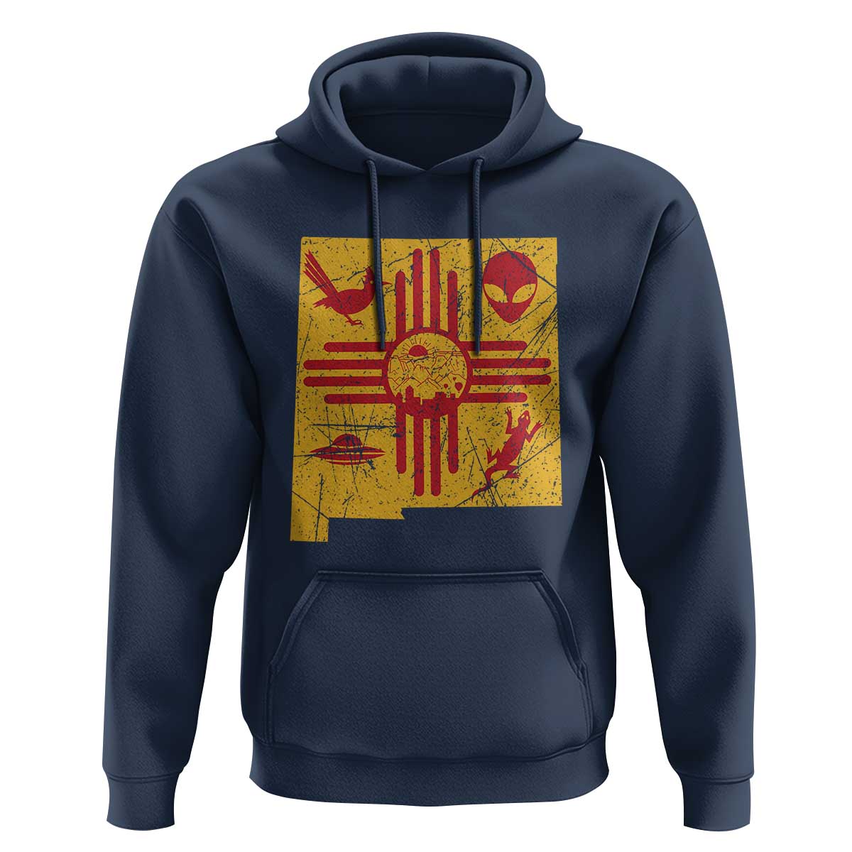 New Mexico State Map Zia Symbol Famous Icons Hoodie