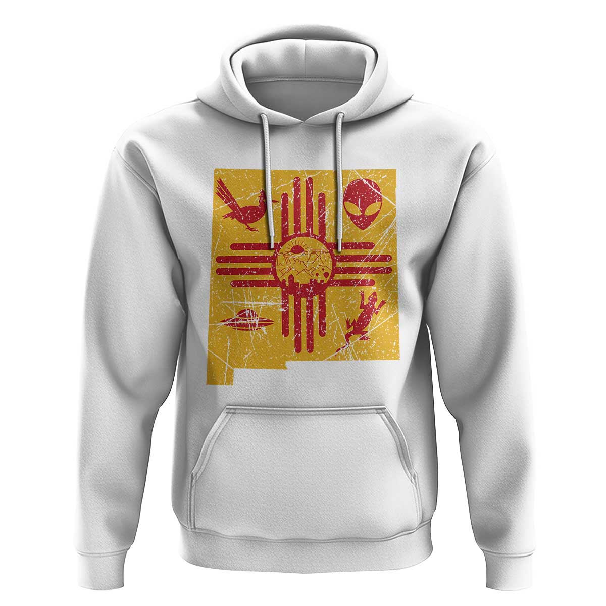 New Mexico State Map Zia Symbol Famous Icons Hoodie