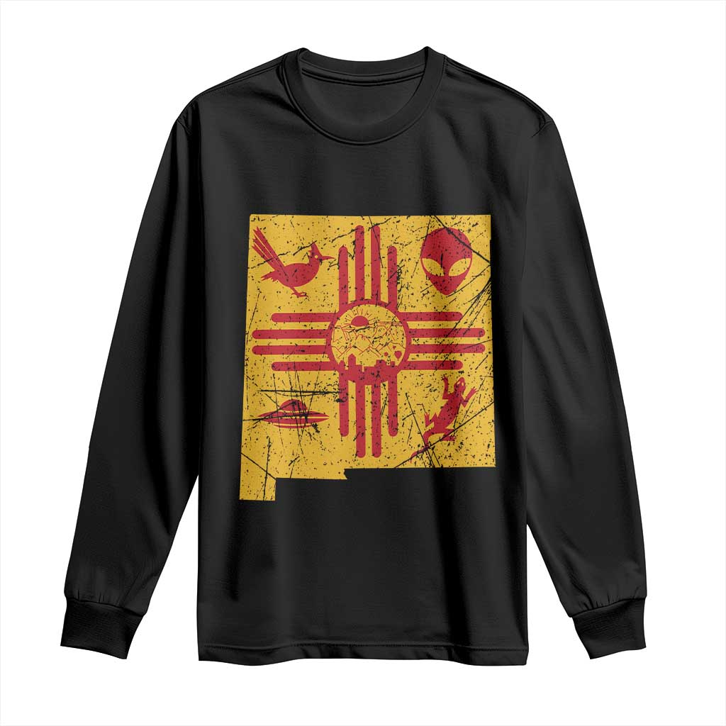 New Mexico State Map Zia Symbol Famous Icons Long Sleeve Shirt