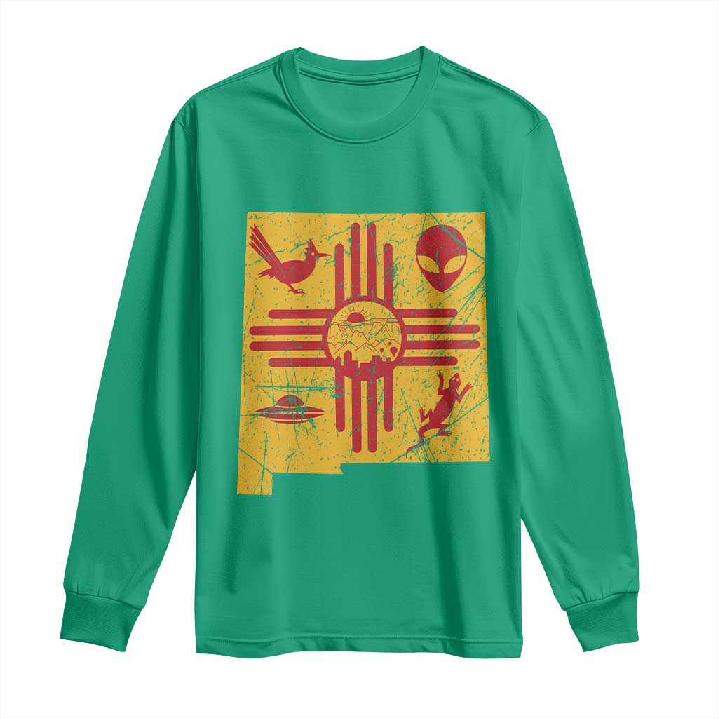 New Mexico State Map Zia Symbol Famous Icons Long Sleeve Shirt