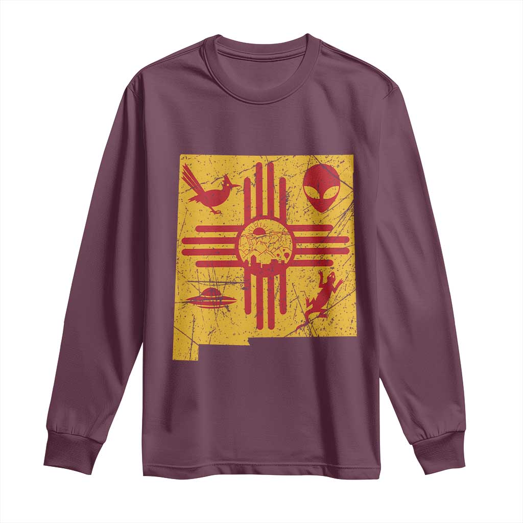 New Mexico State Map Zia Symbol Famous Icons Long Sleeve Shirt
