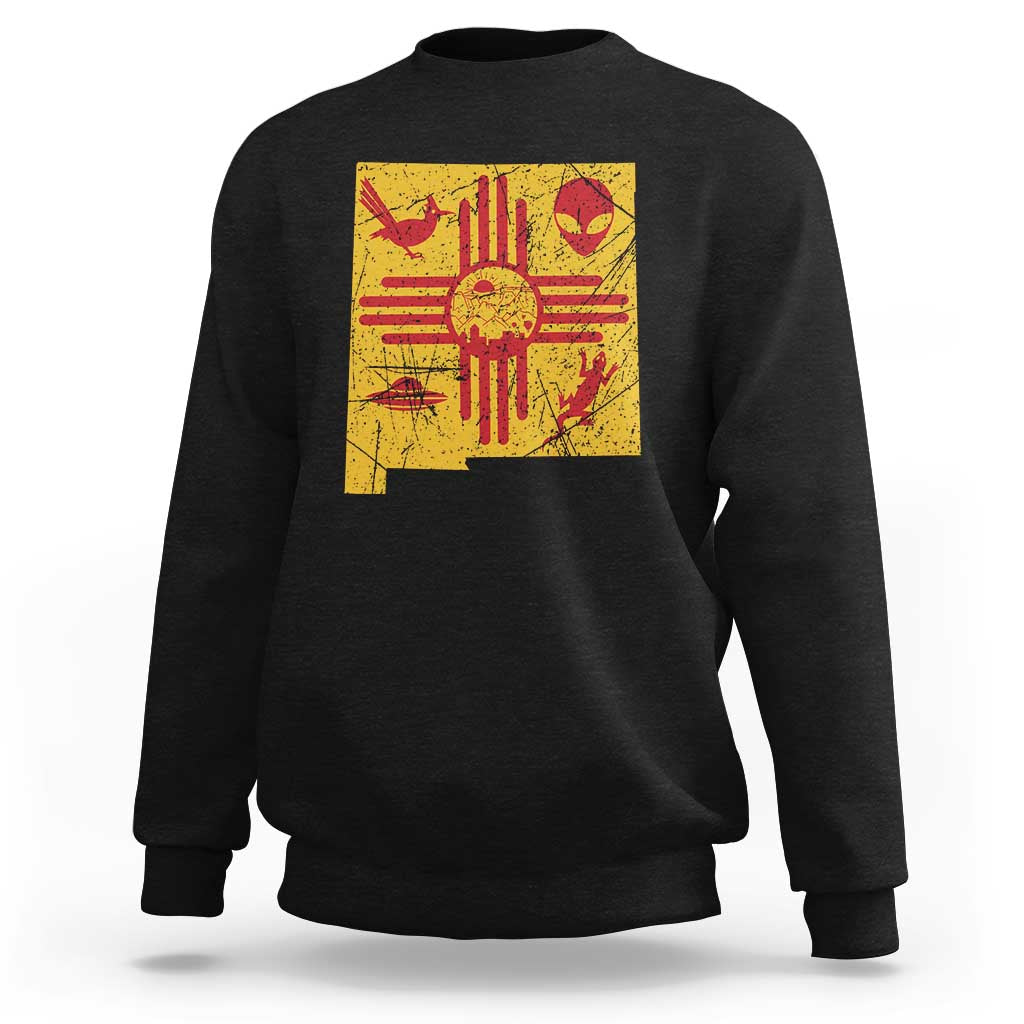 New Mexico State Map Zia Symbol Famous Icons Sweatshirt