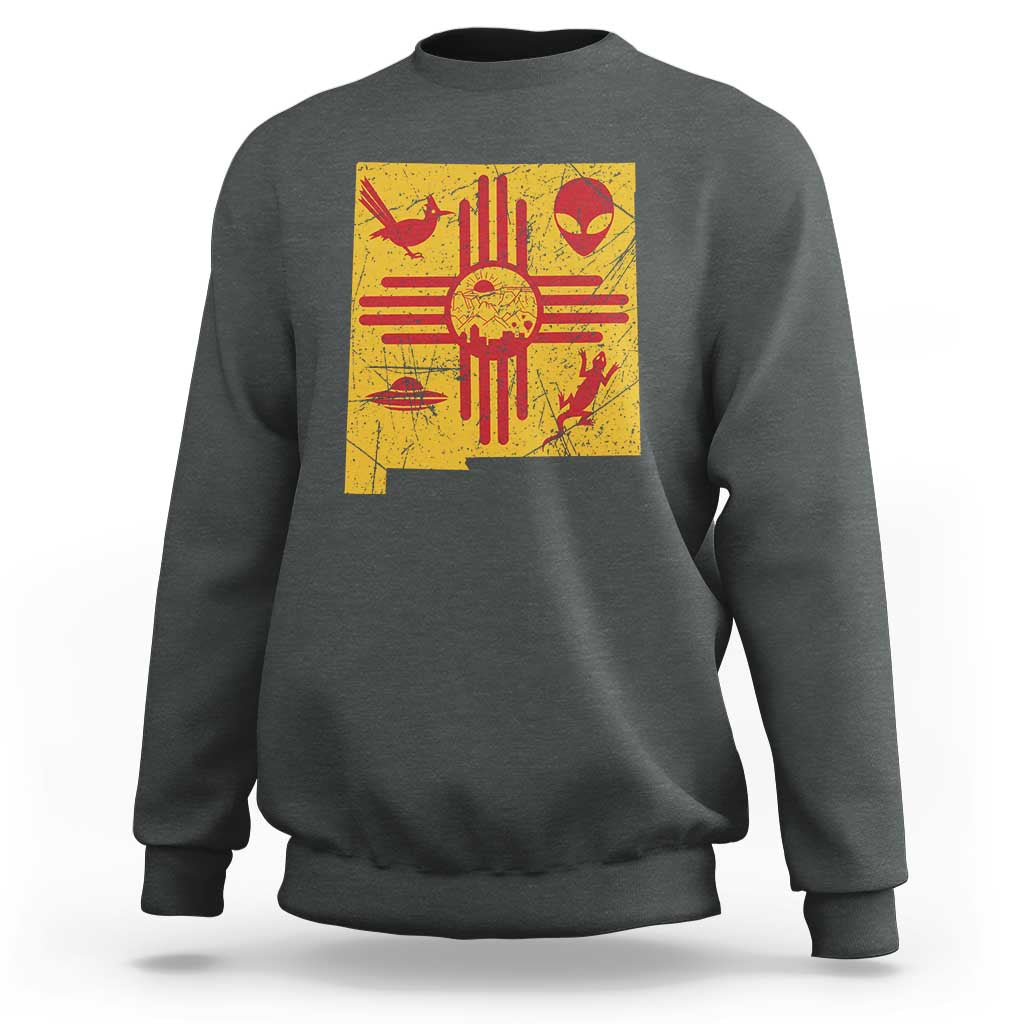 New Mexico State Map Zia Symbol Famous Icons Sweatshirt