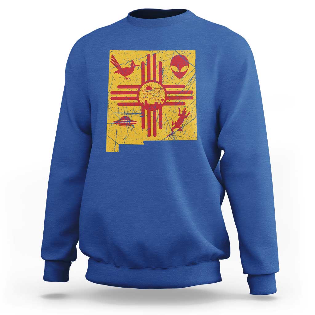 New Mexico State Map Zia Symbol Famous Icons Sweatshirt