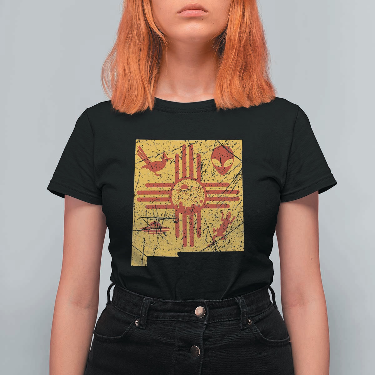 New Mexico State Map Zia Symbol Famous Icons T Shirt For Women