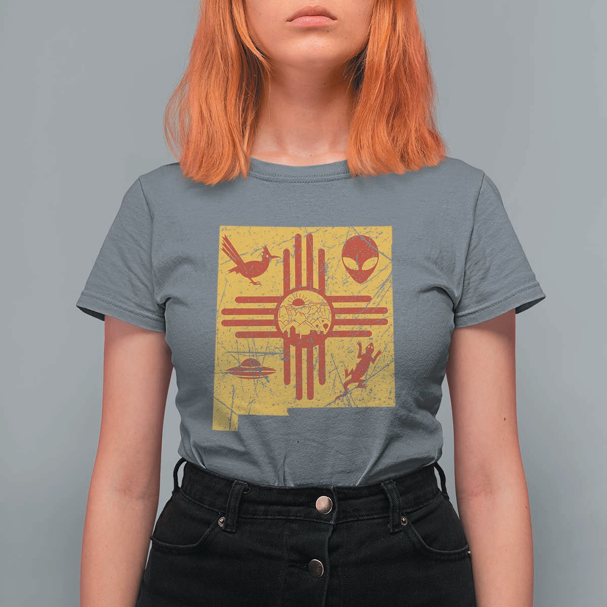 New Mexico State Map Zia Symbol Famous Icons T Shirt For Women