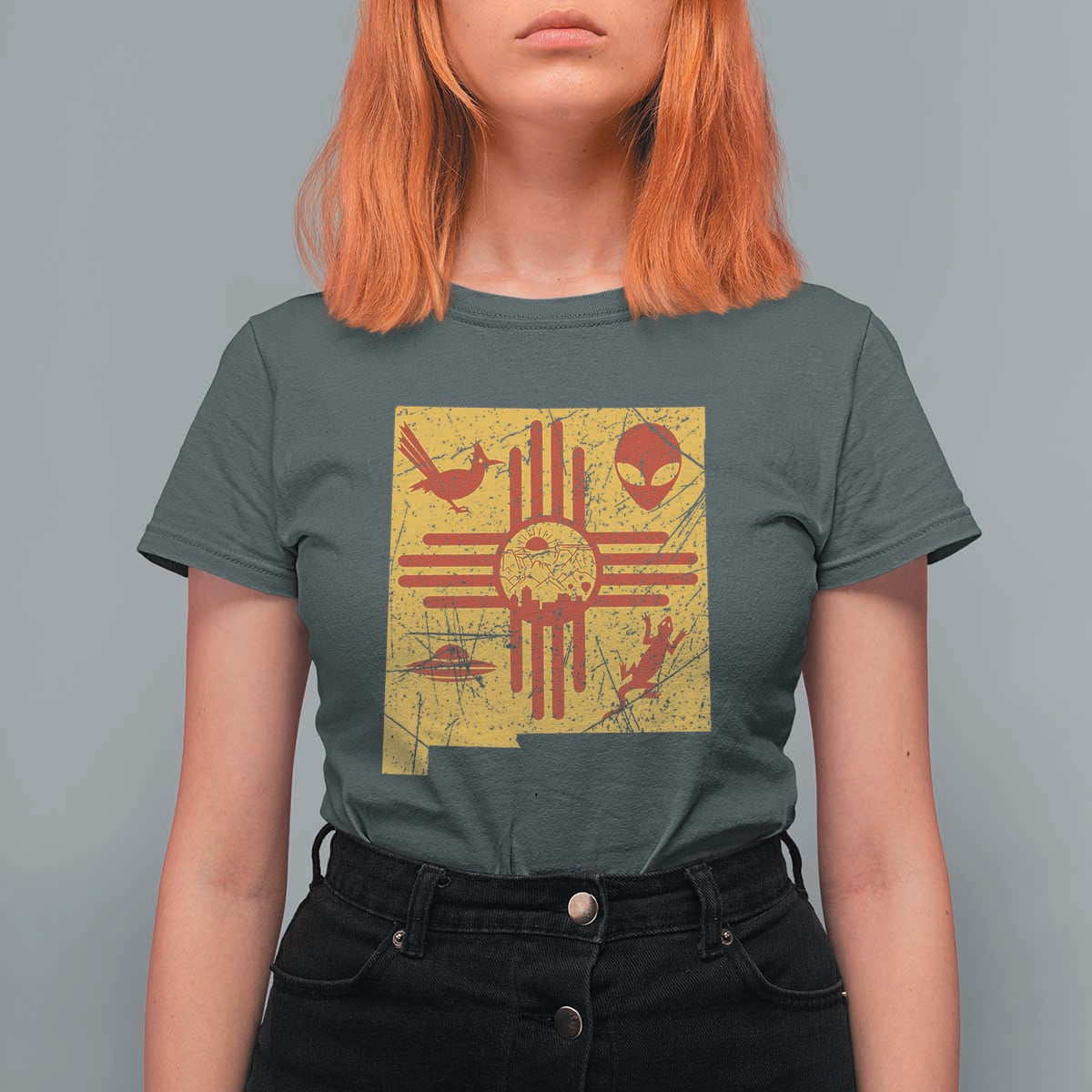 New Mexico State Map Zia Symbol Famous Icons T Shirt For Women