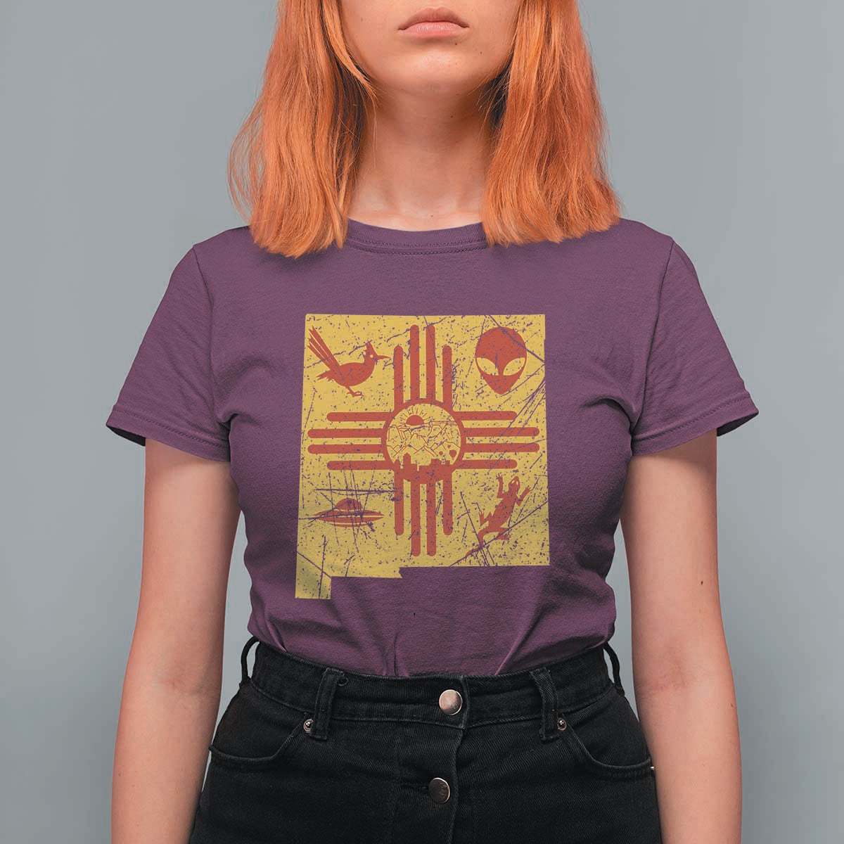 New Mexico State Map Zia Symbol Famous Icons T Shirt For Women