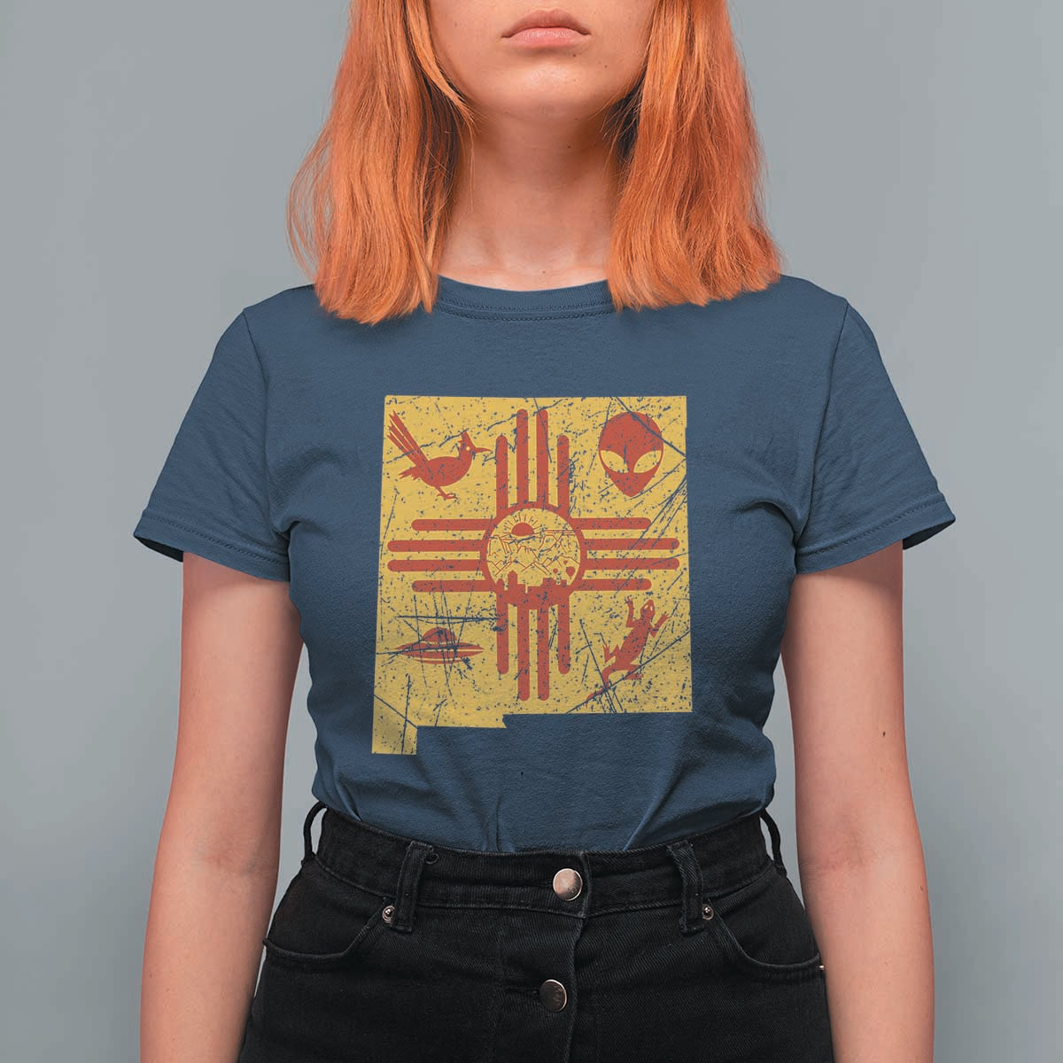 New Mexico State Map Zia Symbol Famous Icons T Shirt For Women
