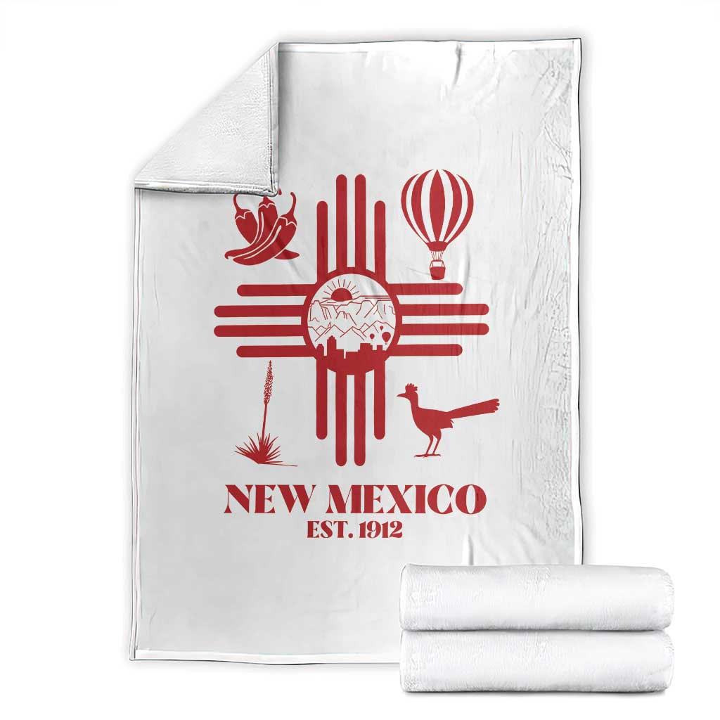 New Mexico Flag Zia Sun Souvenir Throw Blanket New Mexico Zia Chiles Balloon Roadrunner Yucca