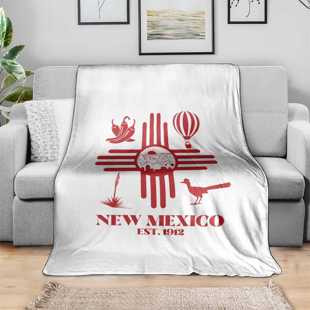 New Mexico Flag Zia Sun Souvenir Throw Blanket New Mexico Zia Chiles Balloon Roadrunner Yucca