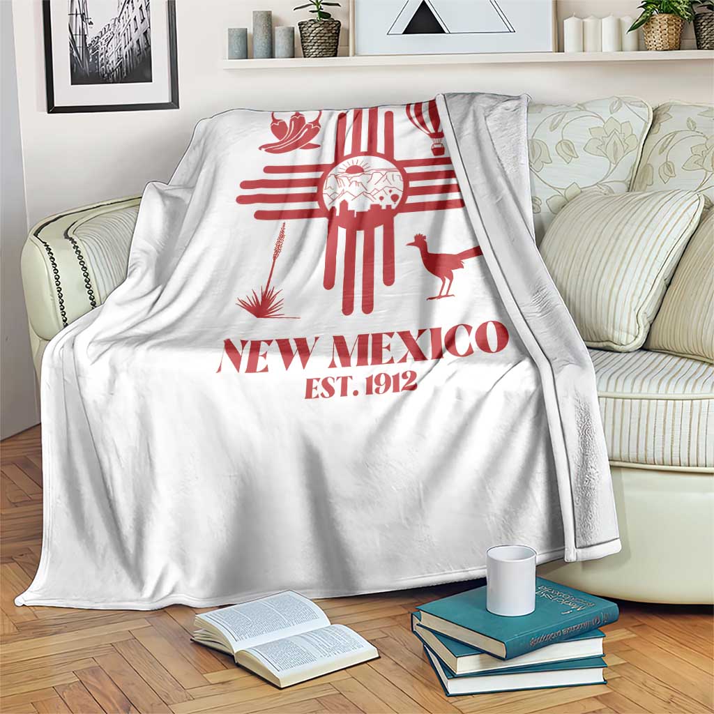 New Mexico Flag Zia Sun Souvenir Throw Blanket New Mexico Zia Chiles Balloon Roadrunner Yucca