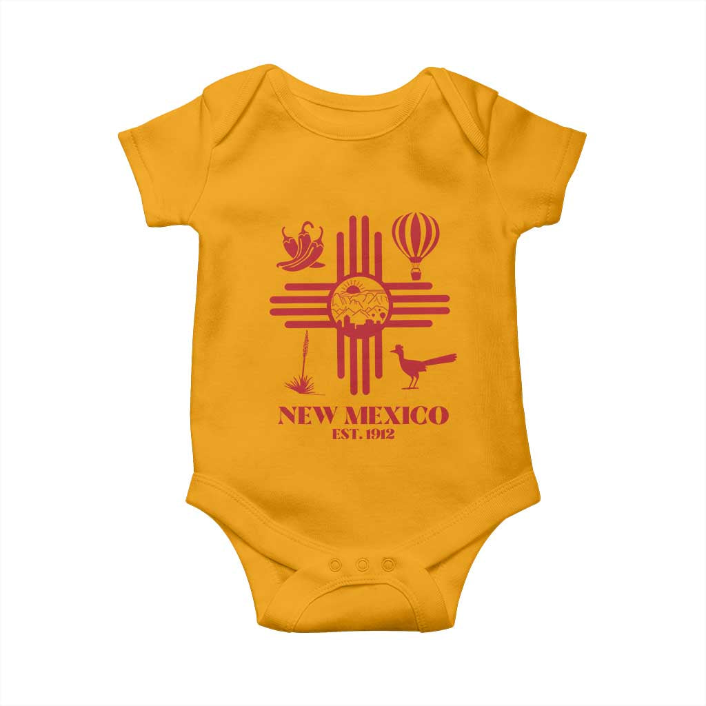 New Mexico Flag Zia Sun Souvenir Baby Onesie New Mexico Zia Chiles Balloon Roadrunner Yucca