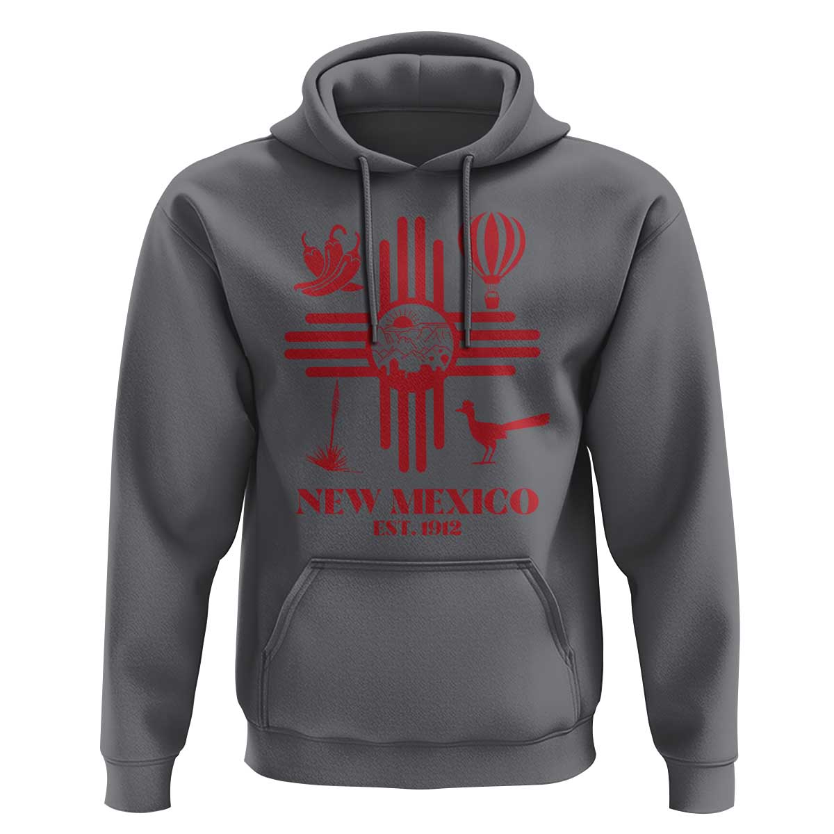 New Mexico Flag Zia Sun Souvenir Hoodie New Mexico Zia Chiles Balloon Roadrunner Yucca