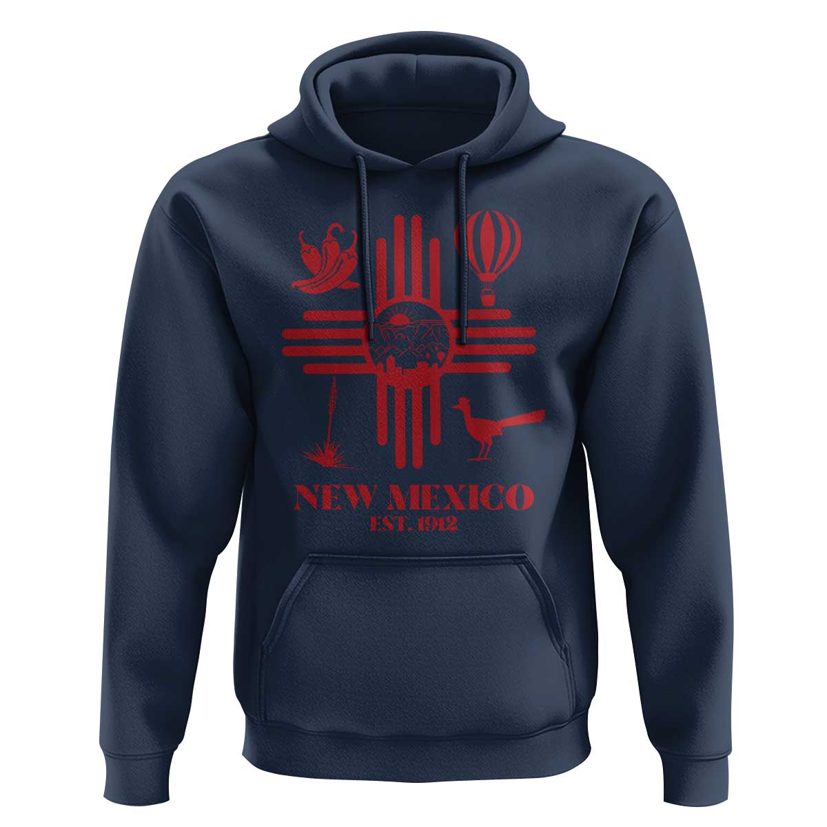 New Mexico Flag Zia Sun Souvenir Hoodie New Mexico Zia Chiles Balloon Roadrunner Yucca