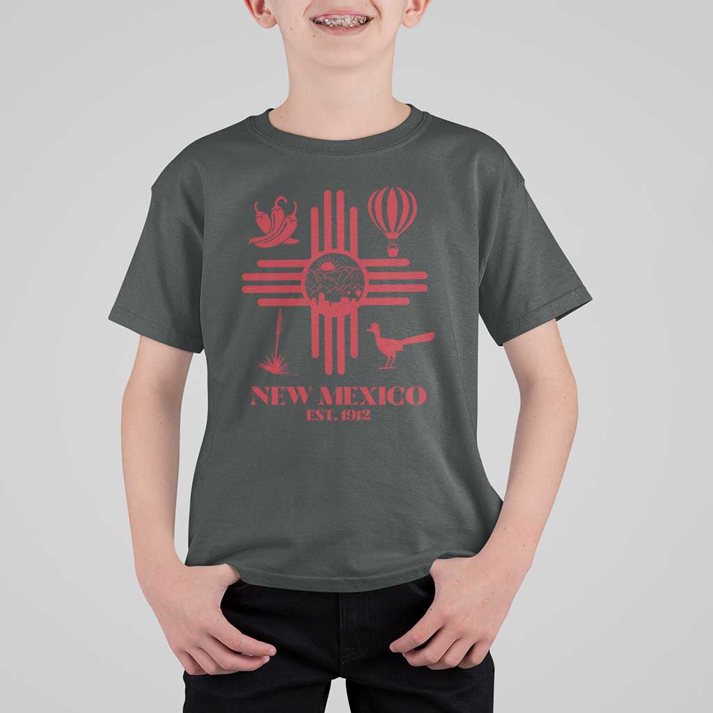 New Mexico Flag Zia Sun Souvenir T Shirt For Kid New Mexico Zia Chiles Balloon Roadrunner Yucca