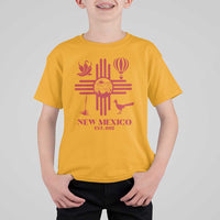 New Mexico Flag Zia Sun Souvenir T Shirt For Kid New Mexico Zia Chiles Balloon Roadrunner Yucca