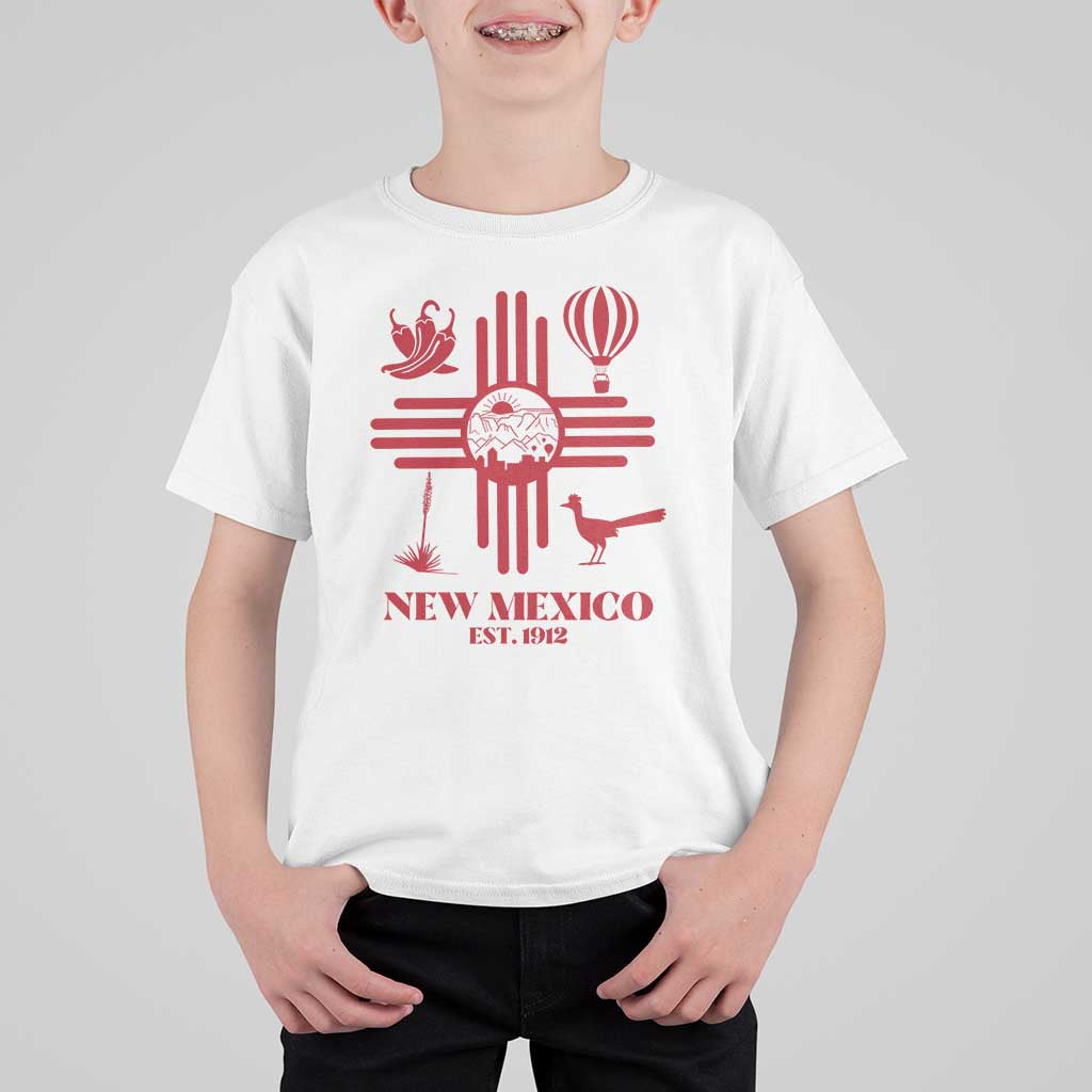 New Mexico Flag Zia Sun Souvenir T Shirt For Kid New Mexico Zia Chiles Balloon Roadrunner Yucca