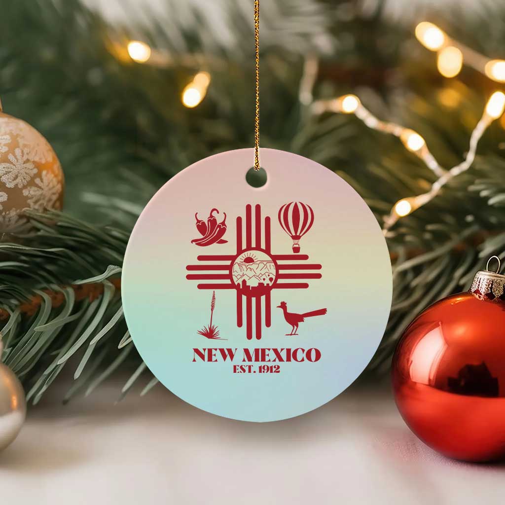New Mexico Flag Zia Sun Souvenir Ceramic Ornament New Mexico Zia Chiles Balloon Roadrunner Yucca