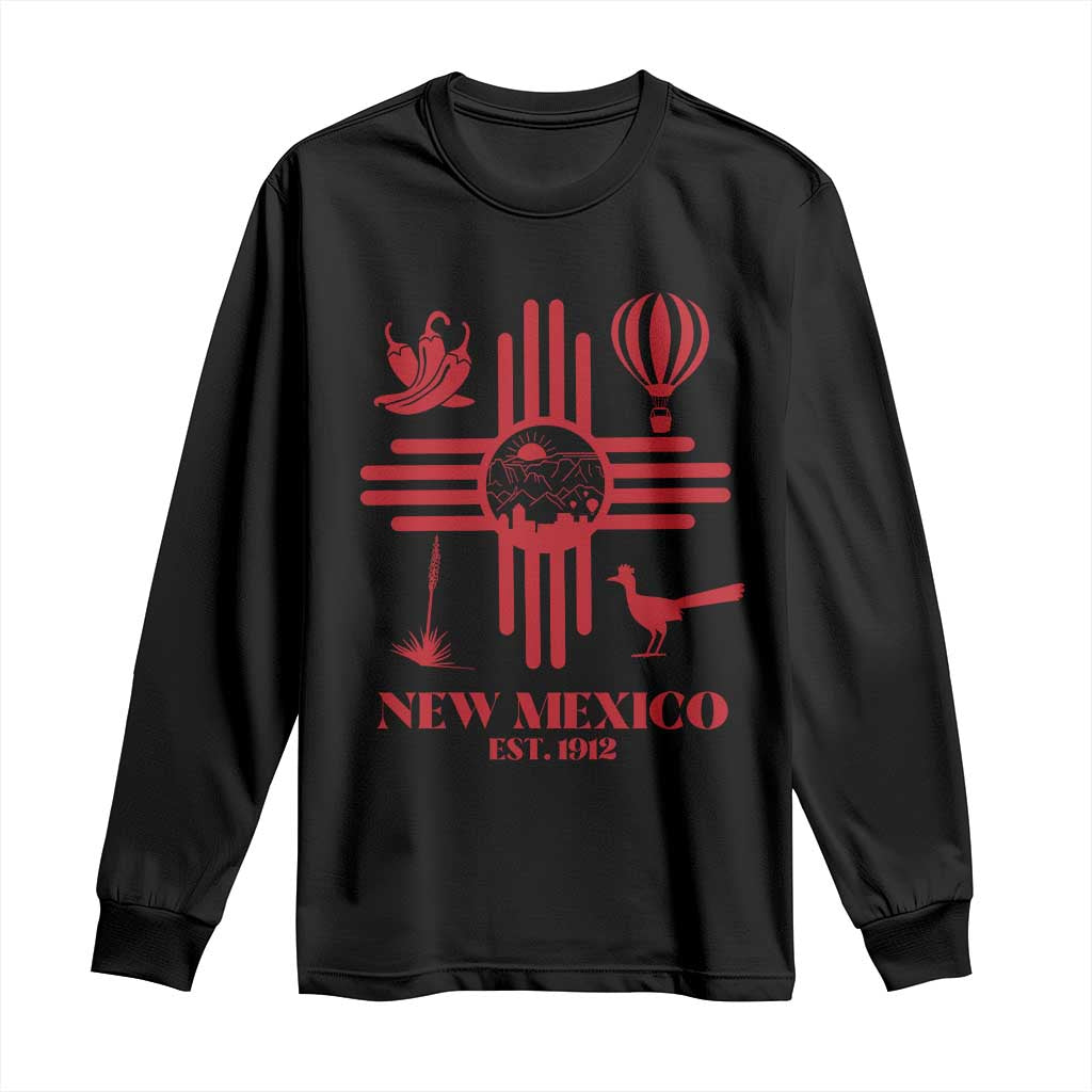New Mexico Flag Zia Sun Souvenir Long Sleeve Shirt New Mexico Zia Chiles Balloon Roadrunner Yucca