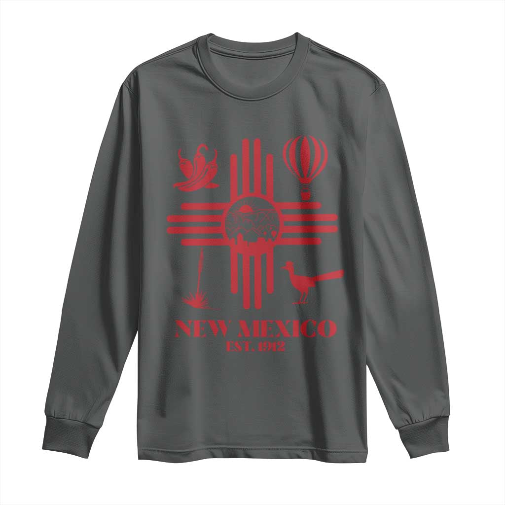 New Mexico Flag Zia Sun Souvenir Long Sleeve Shirt New Mexico Zia Chiles Balloon Roadrunner Yucca