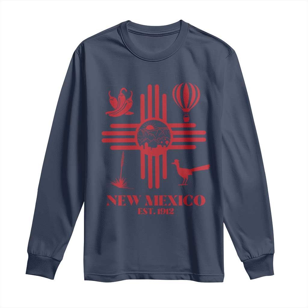 New Mexico Flag Zia Sun Souvenir Long Sleeve Shirt New Mexico Zia Chiles Balloon Roadrunner Yucca