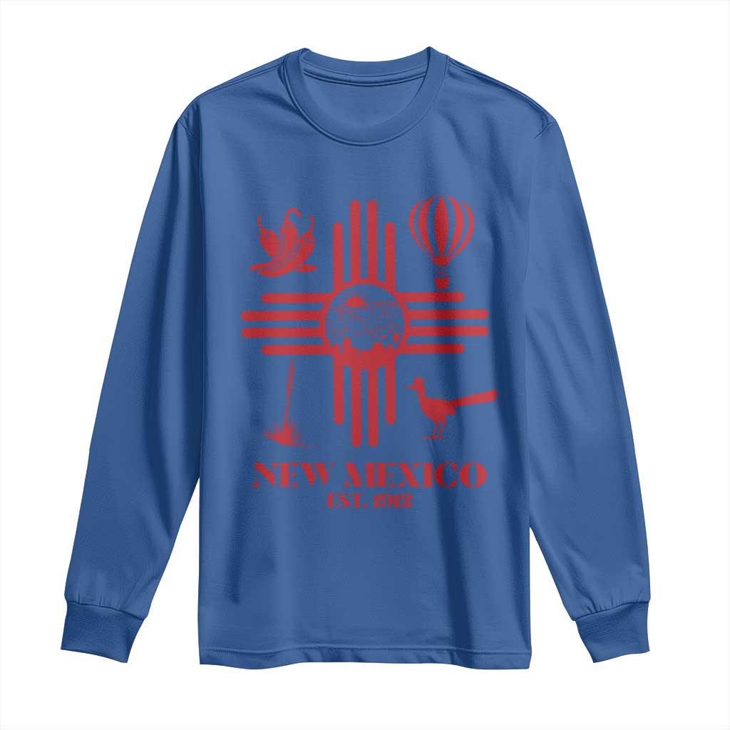 New Mexico Flag Zia Sun Souvenir Long Sleeve Shirt New Mexico Zia Chiles Balloon Roadrunner Yucca