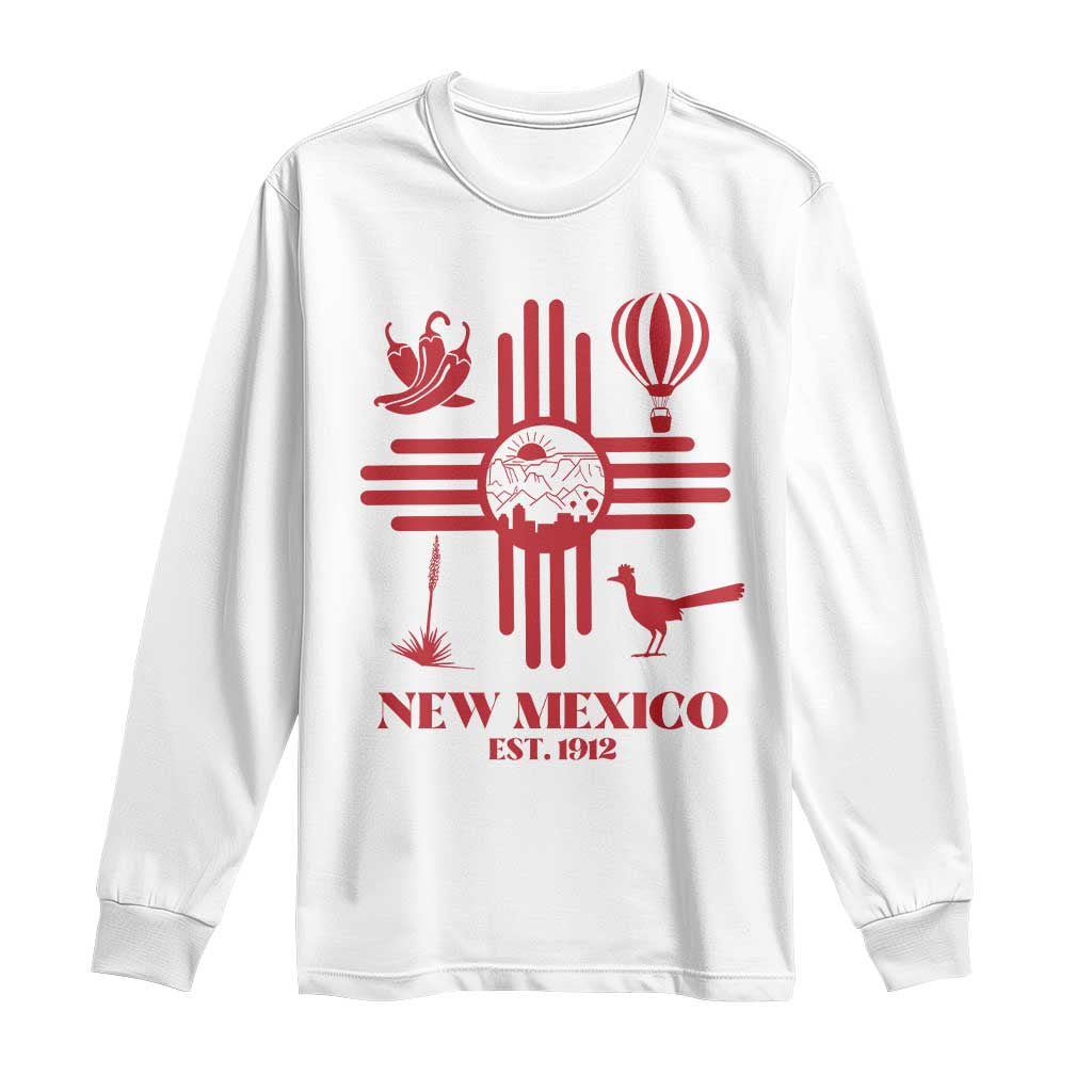 New Mexico Flag Zia Sun Souvenir Long Sleeve Shirt New Mexico Zia Chiles Balloon Roadrunner Yucca