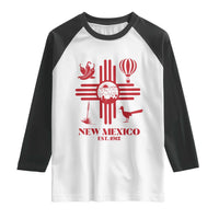 New Mexico Flag Zia Sun Souvenir Raglan Shirt New Mexico Zia Chiles Balloon Roadrunner Yucca