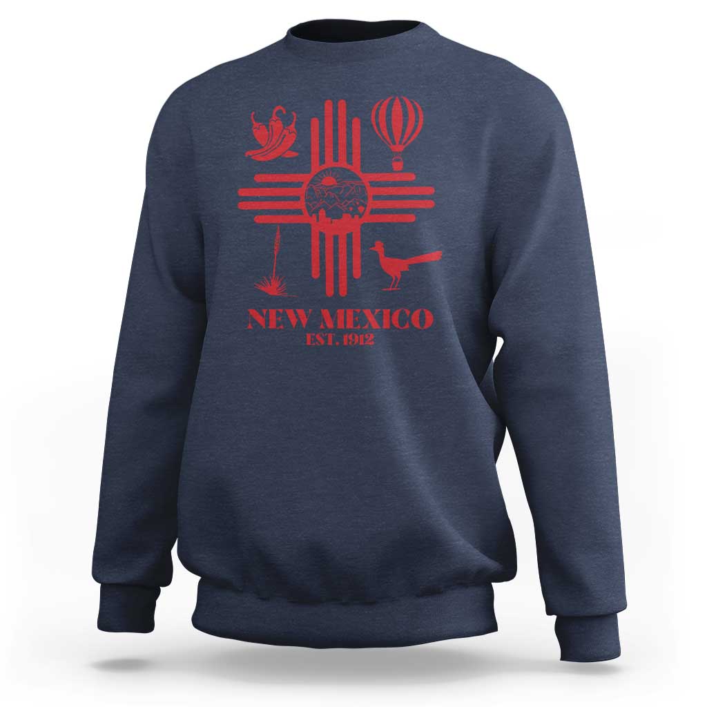 New Mexico Flag Zia Sun Souvenir Sweatshirt New Mexico Zia Chiles Balloon Roadrunner Yucca