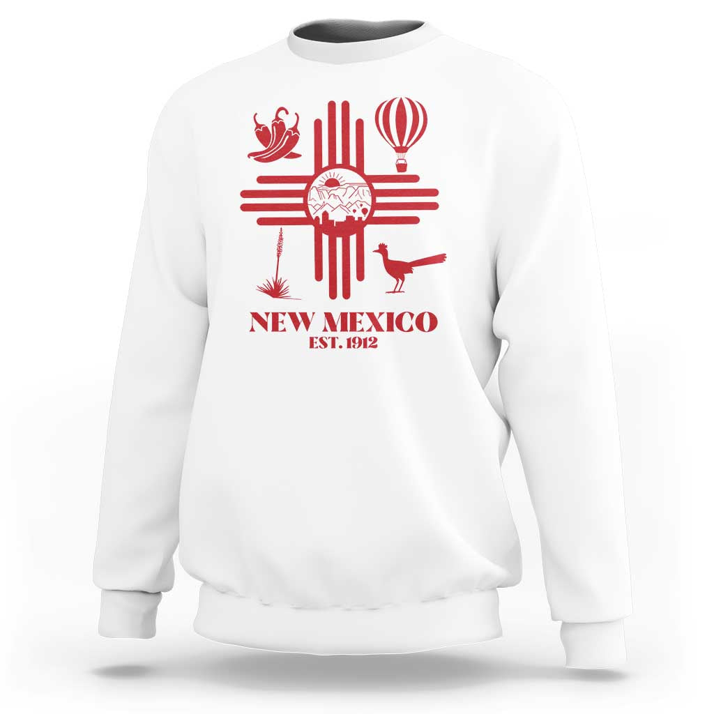 New Mexico Flag Zia Sun Souvenir Sweatshirt New Mexico Zia Chiles Balloon Roadrunner Yucca
