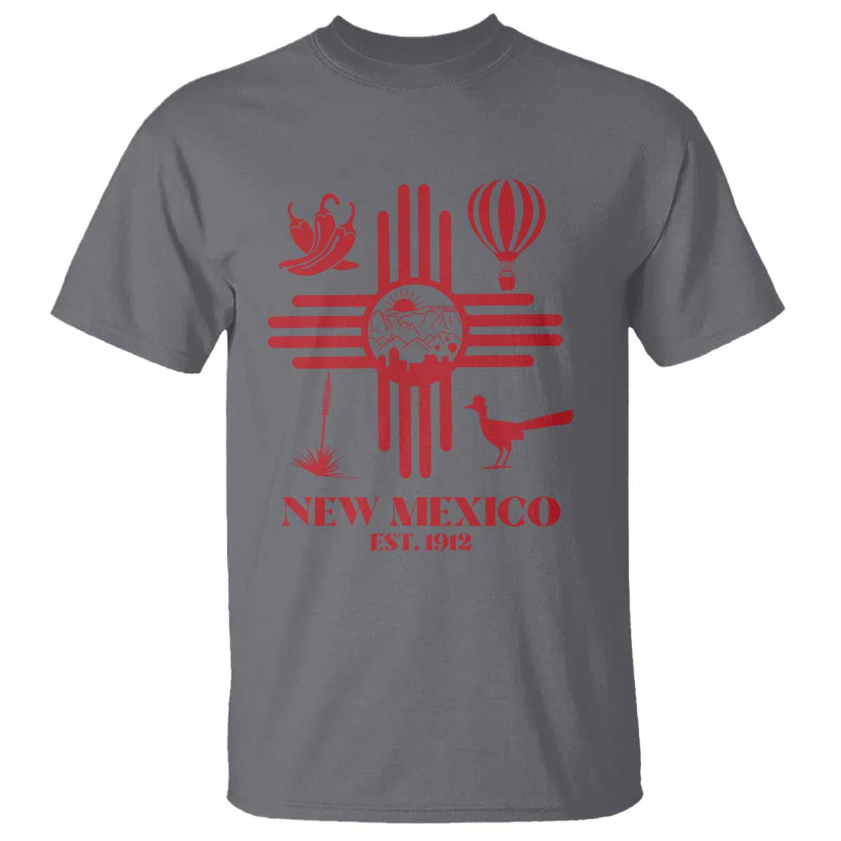 New Mexico Flag Zia Sun Souvenir T Shirt New Mexico Zia Chiles Balloon Roadrunner Yucca