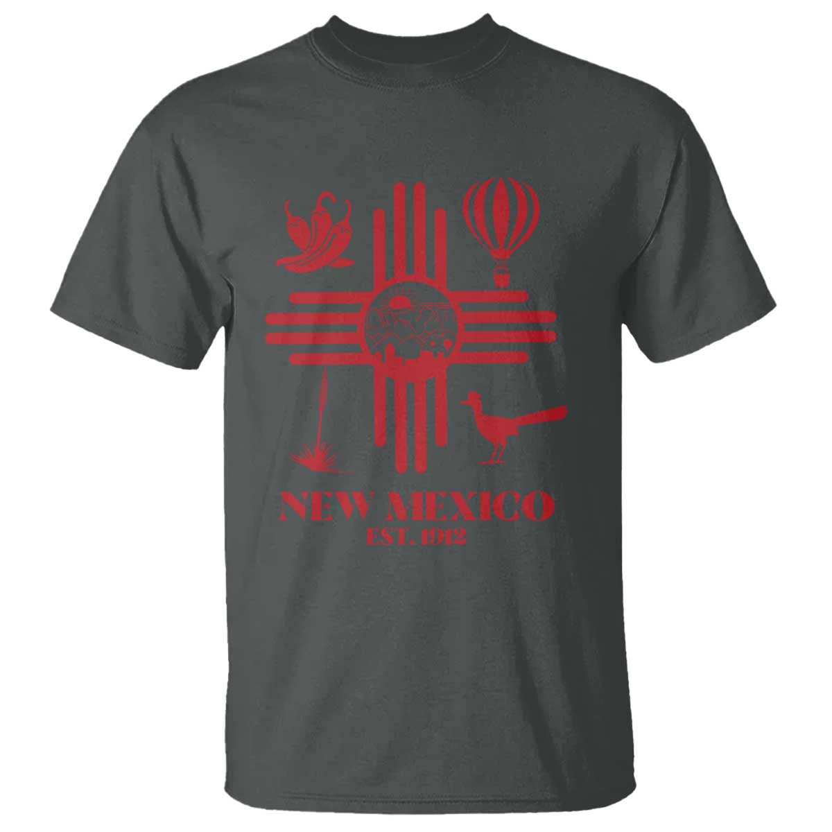 New Mexico Flag Zia Sun Souvenir T Shirt New Mexico Zia Chiles Balloon Roadrunner Yucca