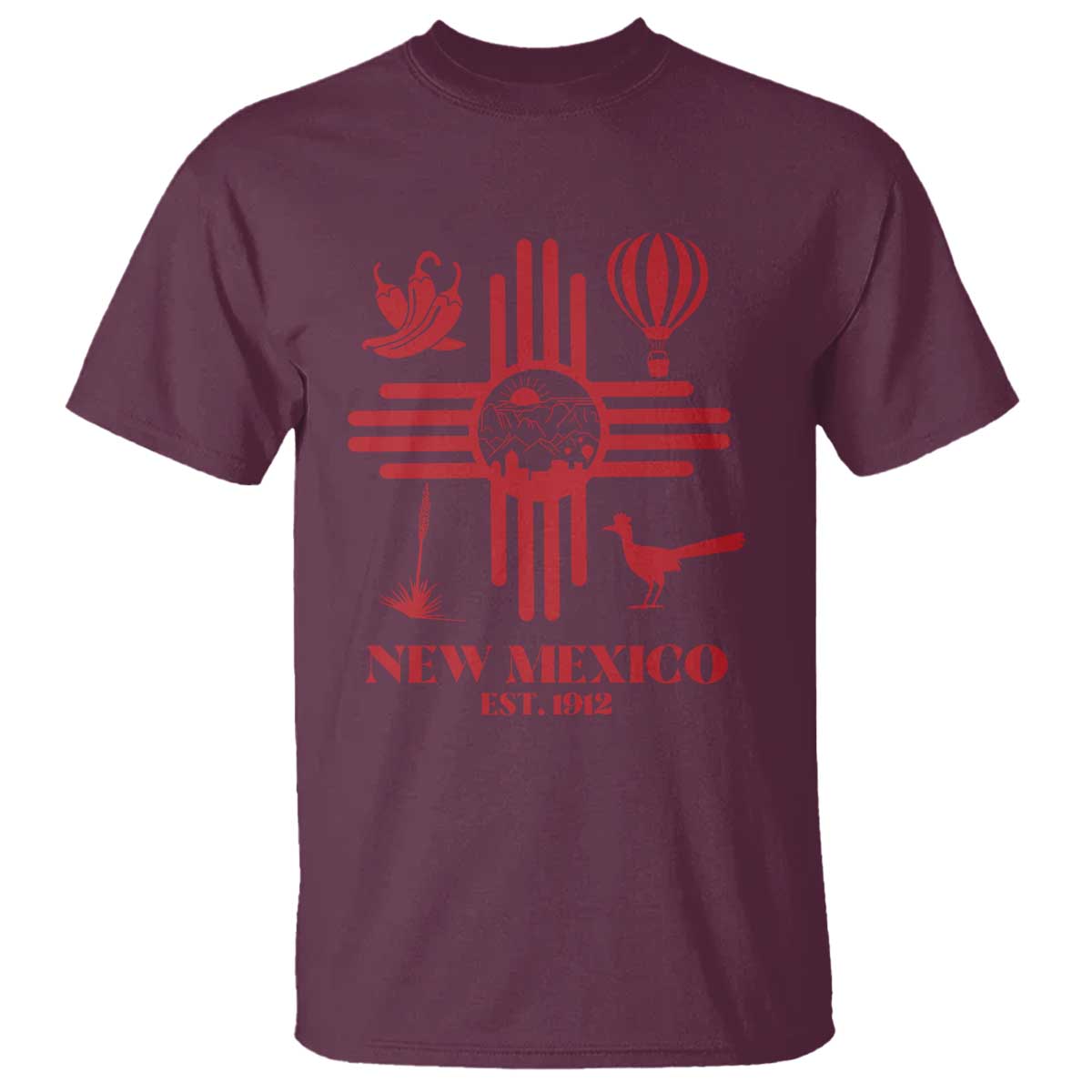 New Mexico Flag Zia Sun Souvenir T Shirt New Mexico Zia Chiles Balloon Roadrunner Yucca