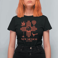 New Mexico Flag Zia Sun Souvenir T Shirt For Women New Mexico Zia Chiles Balloon Roadrunner Yucca