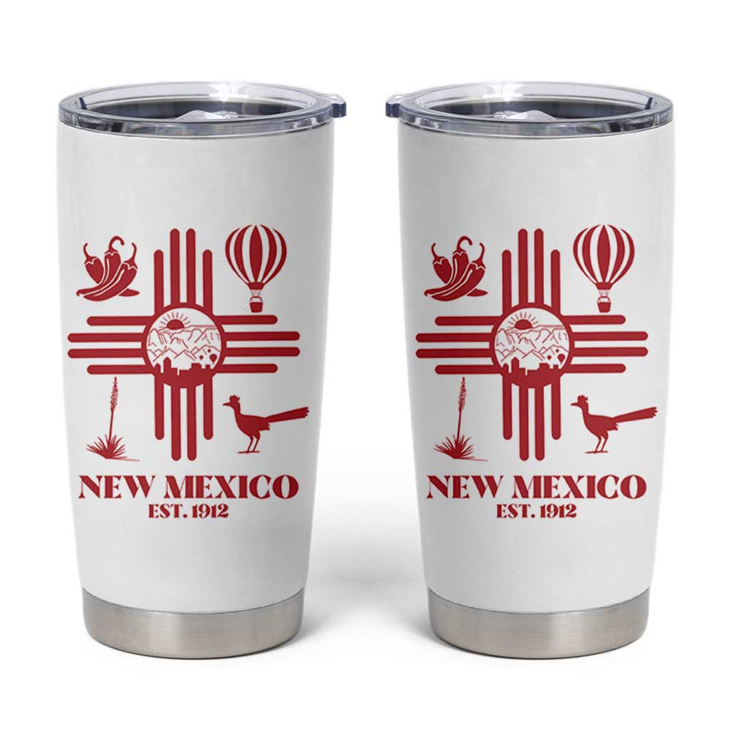 New Mexico Flag Zia Sun Souvenir Tumbler Cup New Mexico Zia Chiles Balloon Roadrunner Yucca