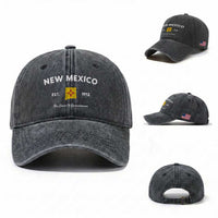 New Mexico Flag Map Zia Sun Souvenir Washed Cotton Baseball Cap