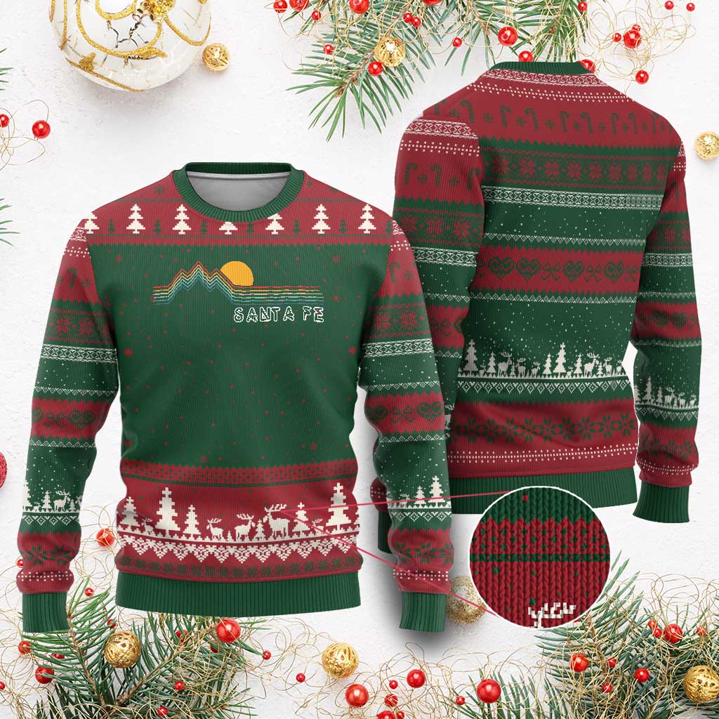 Retro Santa Fe New Mexico Ugly Christmas Sweater