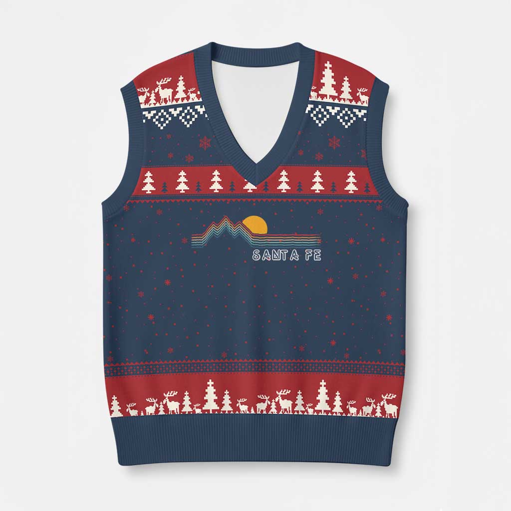 Retro Santa Fe New Mexico V-Neck Knit Sweater Vest