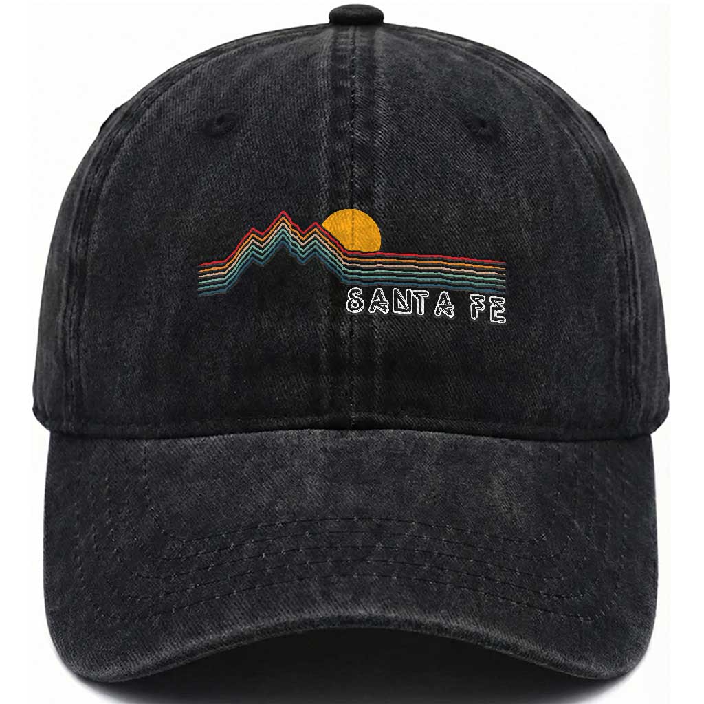 Retro Santa Fe New Mexico Washed Cotton Baseball Cap